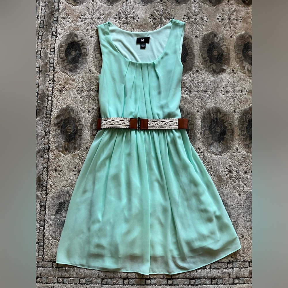 IZ Byer Teal Dress with Belt - Size Small